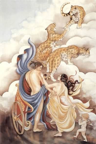 Ariane et Dionysos- Peinture sur soie © Anne-Lan